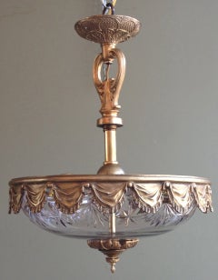 Early 20th C French Crystal and Bronze Chandelier