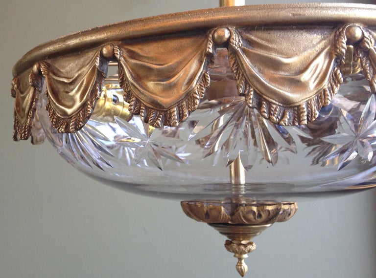 Belle Époque Early 20th C French Crystal and Bronze Chandelier