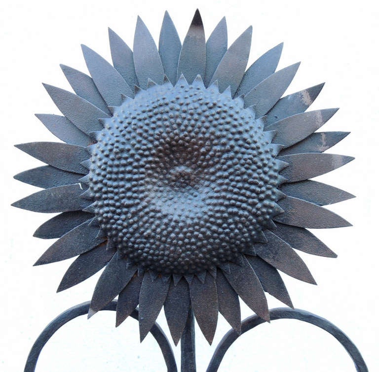 Bronze Early 20th Century Sunflower Andirons