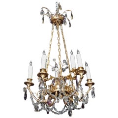 Mid 20th C French Bronze Doré and Crystal Chandelier, attributed to M. Jensen 