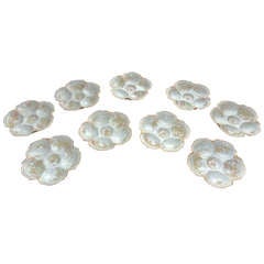 Set of Nine Limoge Porcelain Oyster Plates