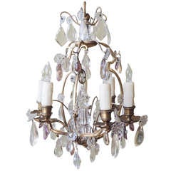 Late 19th Century French Crystal and Bronze Chandelier