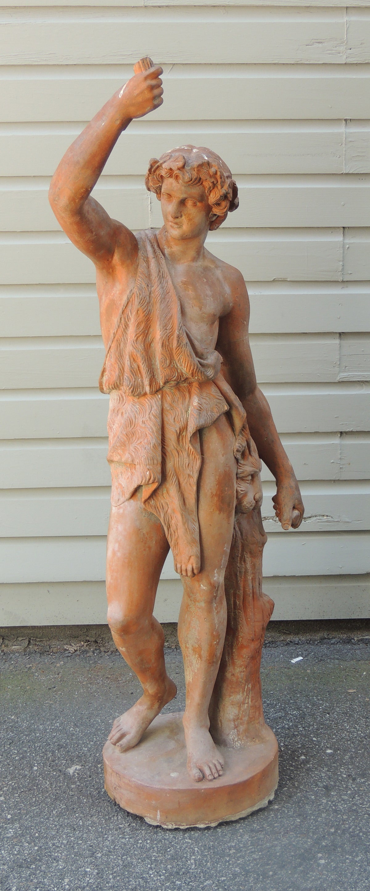 Greek Revival 19th C English Hercules Terracotta Statue, Stamped 'Philips V. S. Mare'