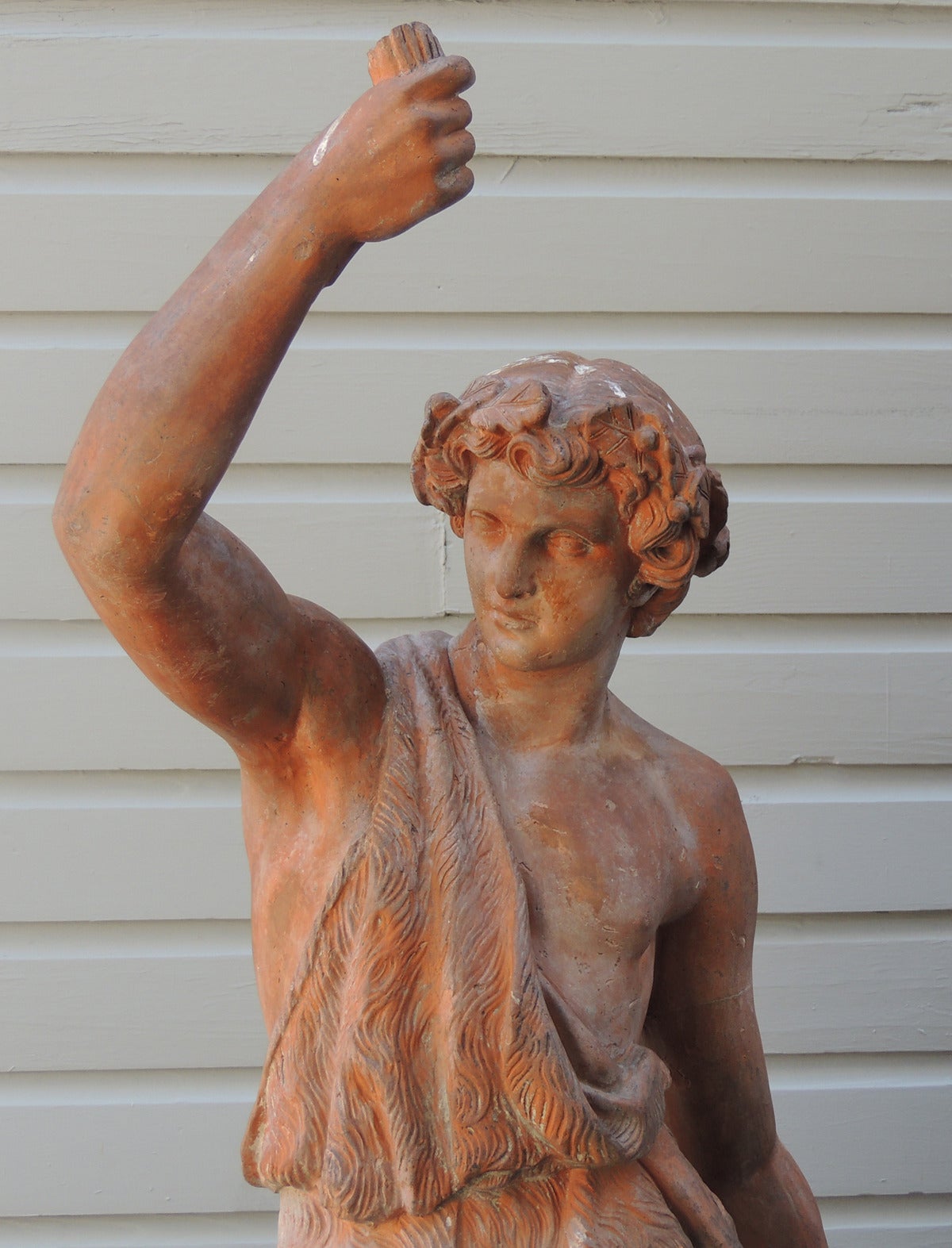 19th C English Hercules Terracotta Statue, Stamped 'Philips V. S. Mare' In Good Condition In Charleston, SC