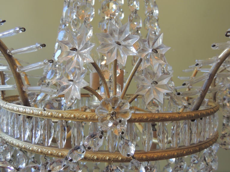Baltico Lampadario francese in bronzo e cristallo dei primi del Novecento in vendita