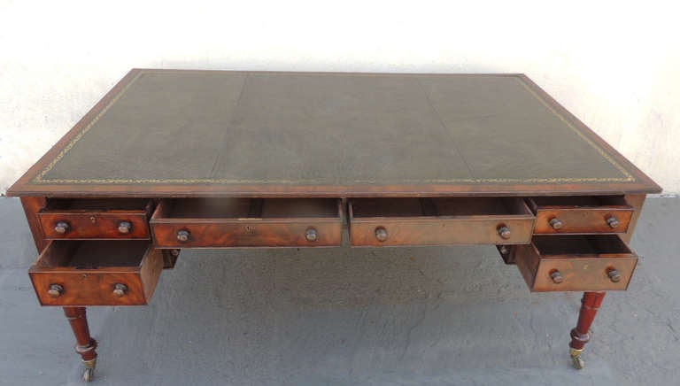 19th C English Regency Mahogany Partners Desk In Excellent Condition In Charleston, SC