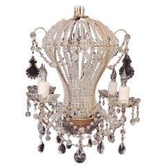 Antique Small Early 20th C Italian Crystal Hot Air Balloon Chandelier