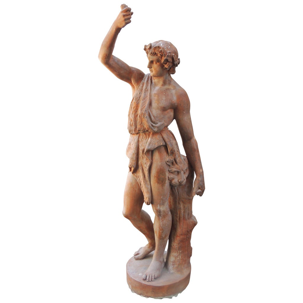 19th C English Hercules Terracotta Statue, Stamped 'Philips V. S. Mare'