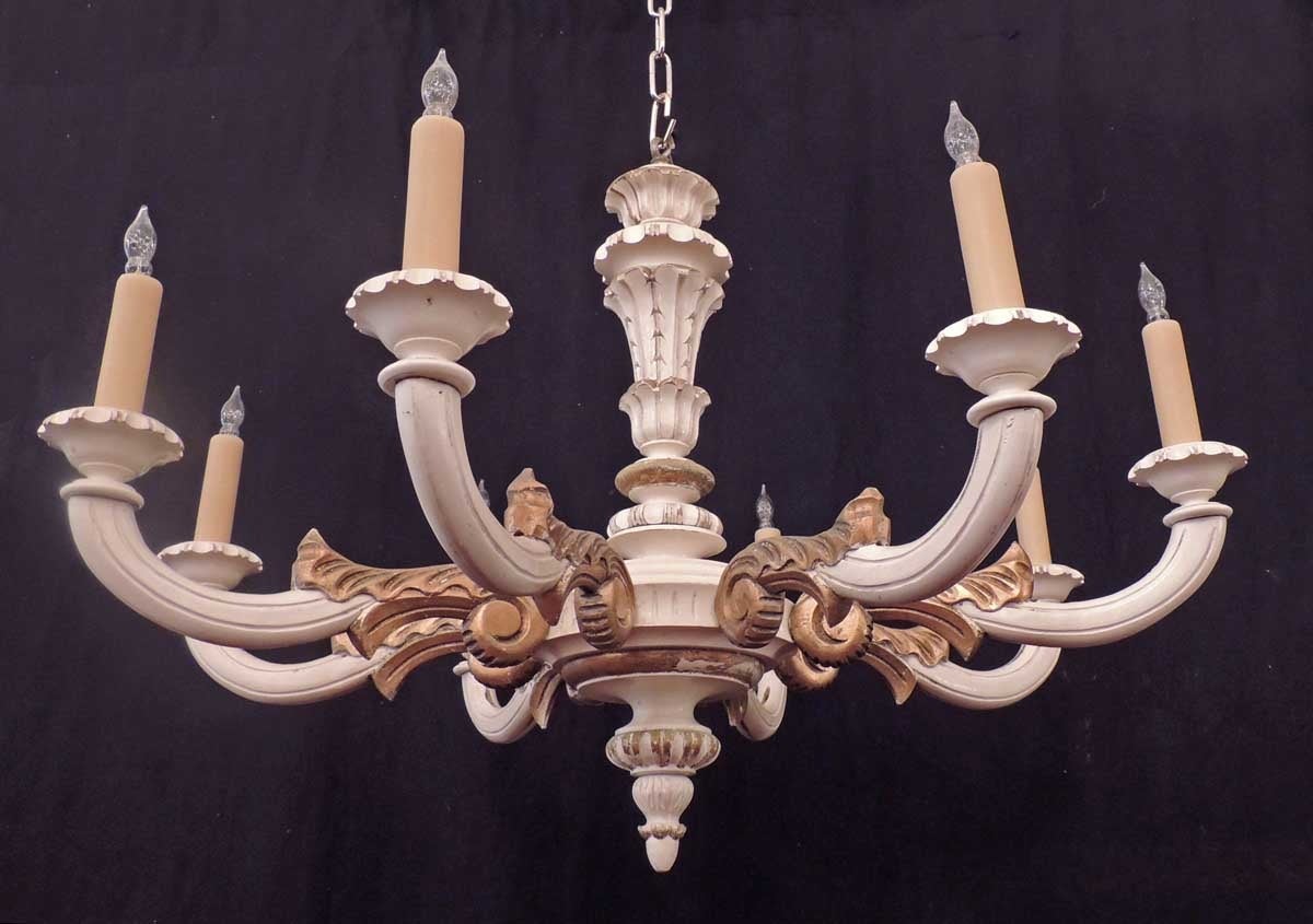 Italian 1920s Wood Carved Chandelier In Good Condition In Charleston, SC