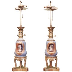 Antique Beautiful Pair Of French 19th Century Lamps