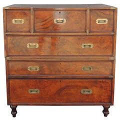 Antique Early 19th C English Walnut Campaign Chest by Robbs and Co.
