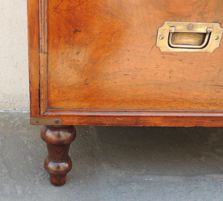 Early 19th C English Walnut Campaign Chest by Robbs and Co. 4
