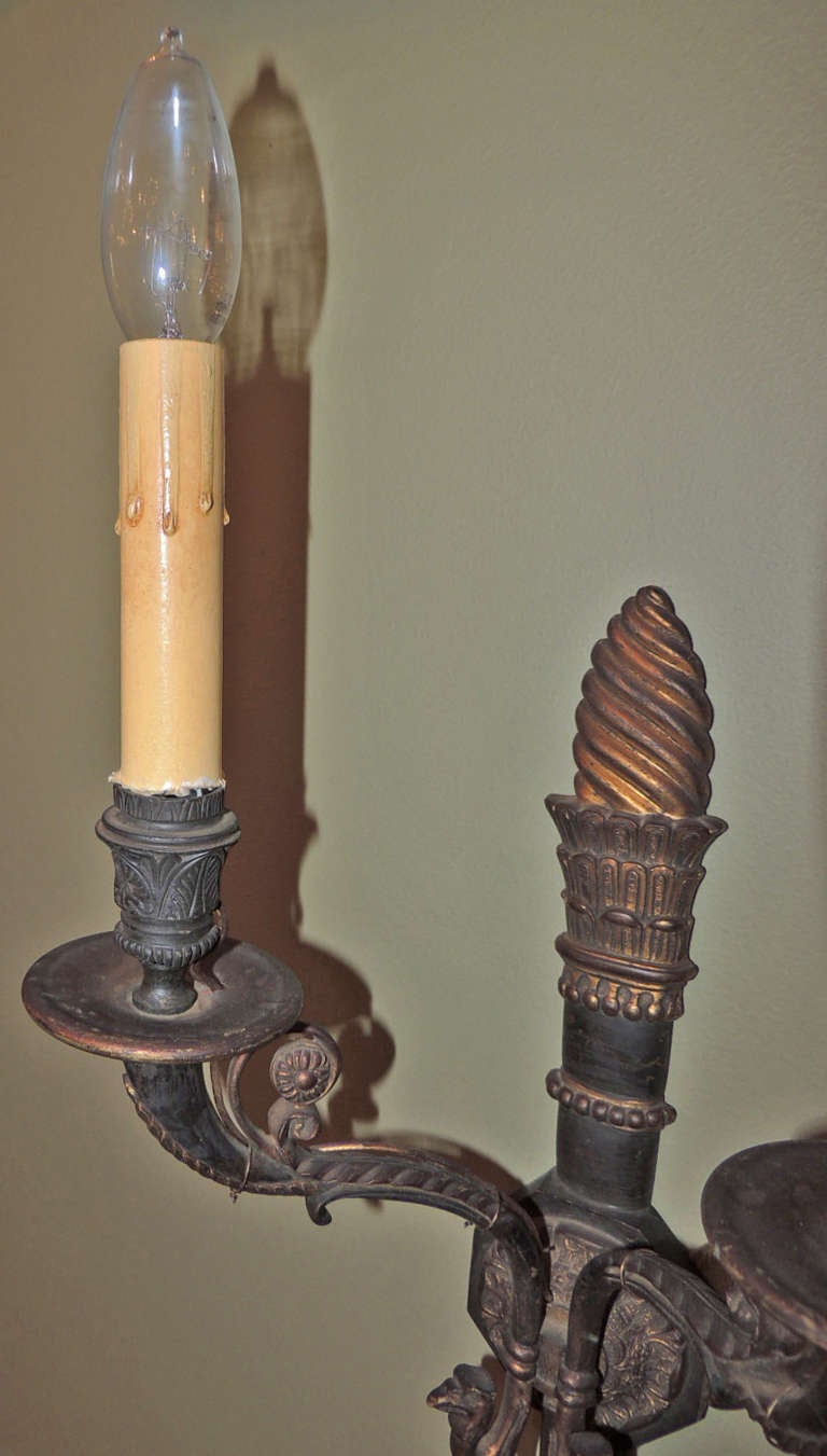 Pair of Mid 19th C French Directoire Bronze Sconces 1