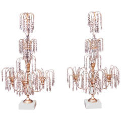 Pair of 19th C French Crystal Candelabras