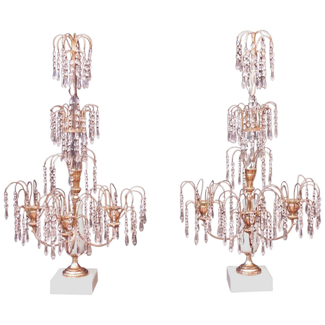 Pair of 19th C French Crystal Candelabras