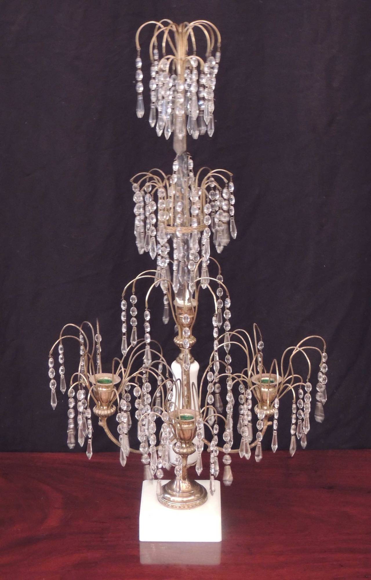 Neoclassical Pair of 19th C French Crystal Candelabras