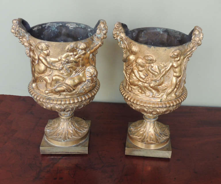 Mid 18th C French Bronze Doré Wine Coolers In Excellent Condition In Charleston, SC