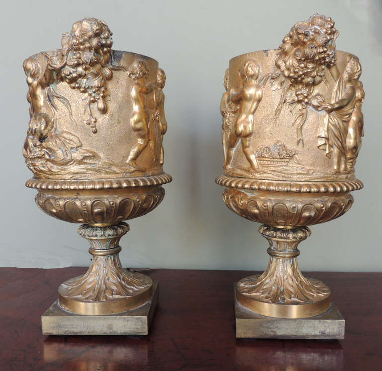 Mid 18th C French Bronze Doré Wine Coolers 1