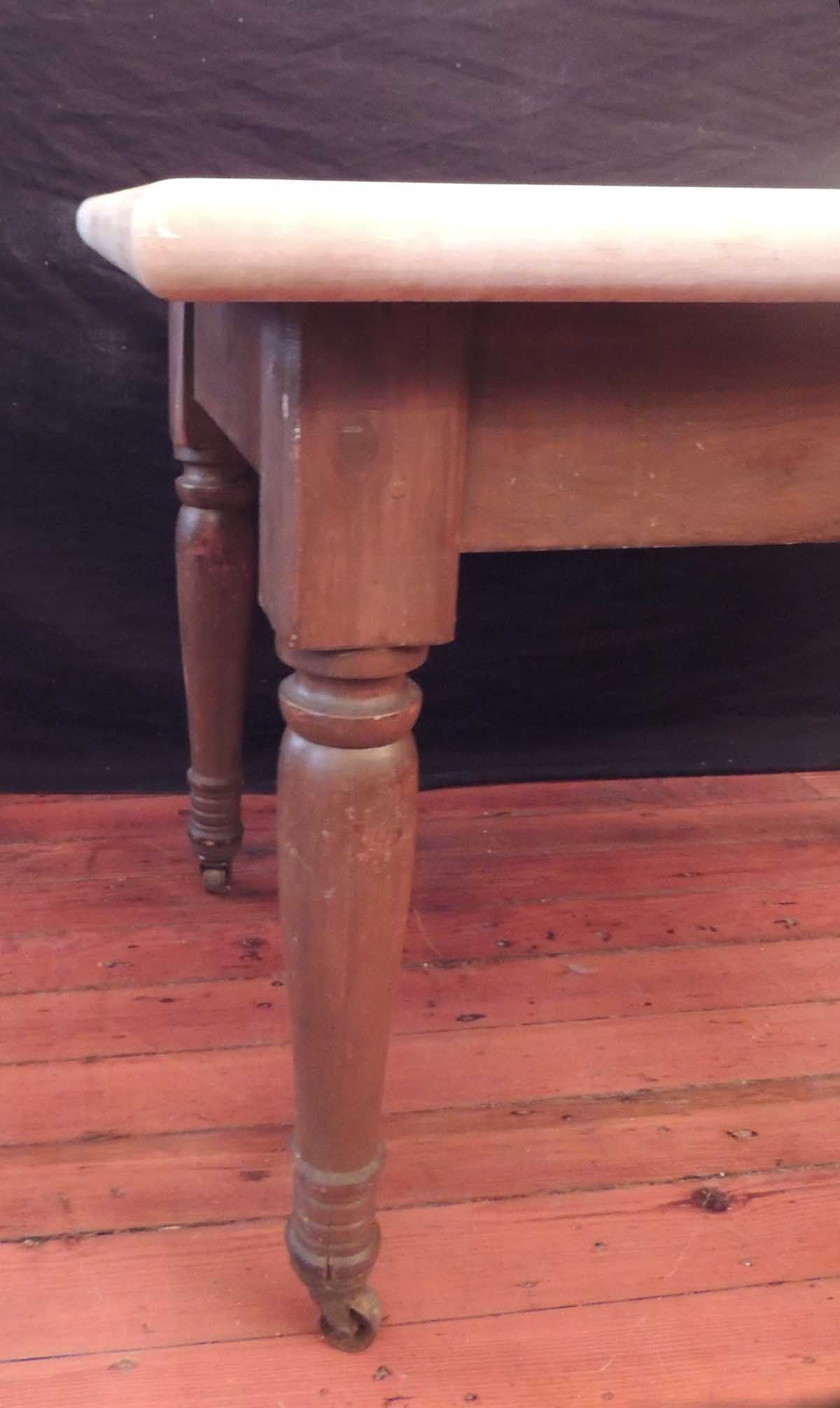 American 19th C Southern Marble-Topped Baker's Table