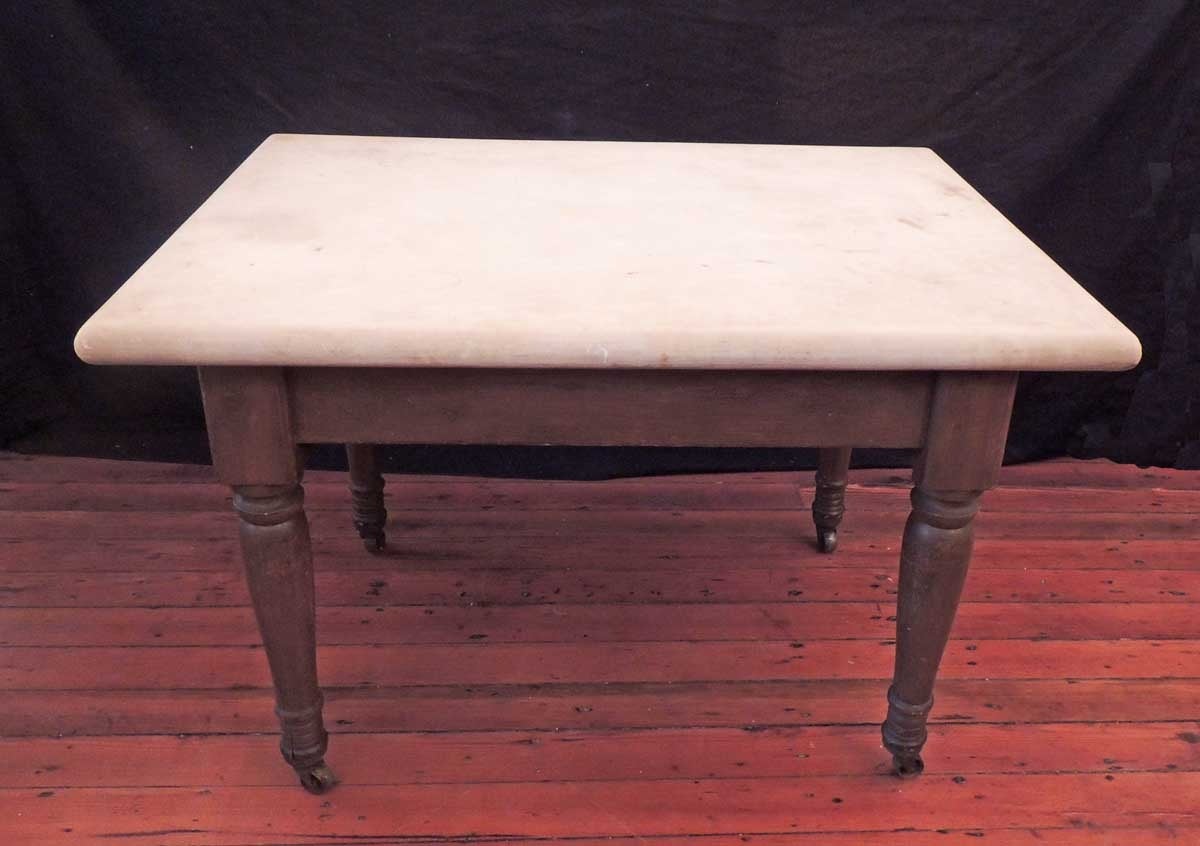 American Colonial 19th C Southern Marble-Topped Baker's Table