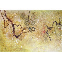 Mid Century Modern Oil on Canvas Signed Nubon