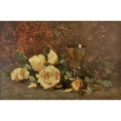 Irving Ramsey Wiles-American Painting  "Yellow Roses"