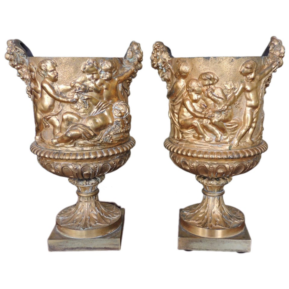 Mid 18th C French Bronze Doré Wine Coolers