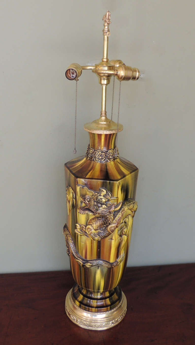 19th C Chinese Glazed Ceramic Lamp 1