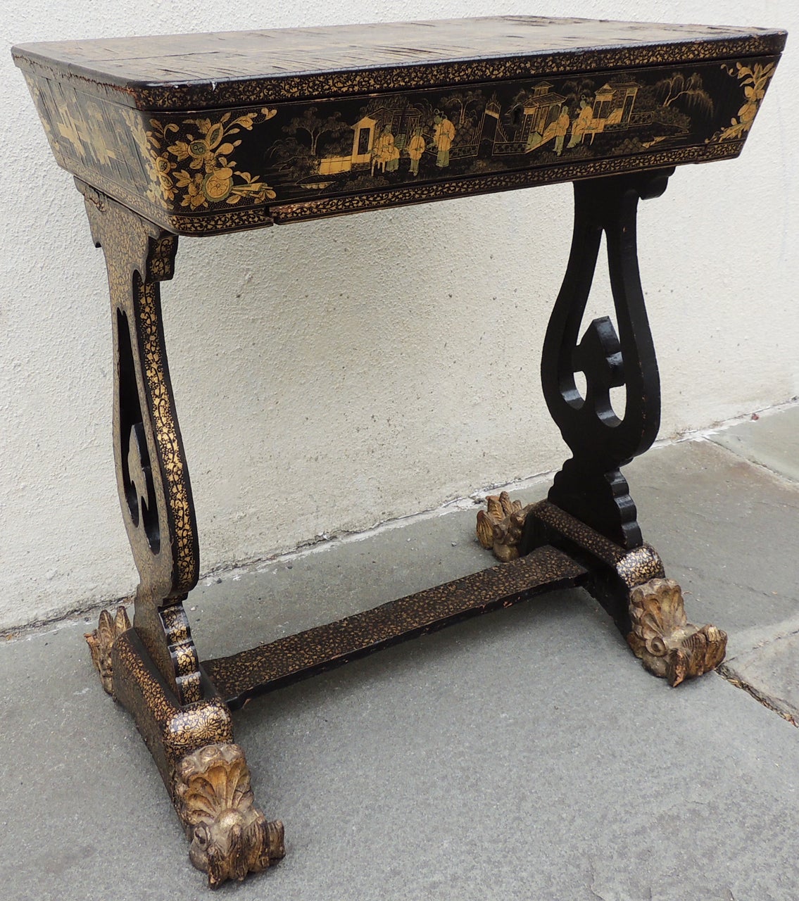 Chinese 1830s Lacquered Sewing Table