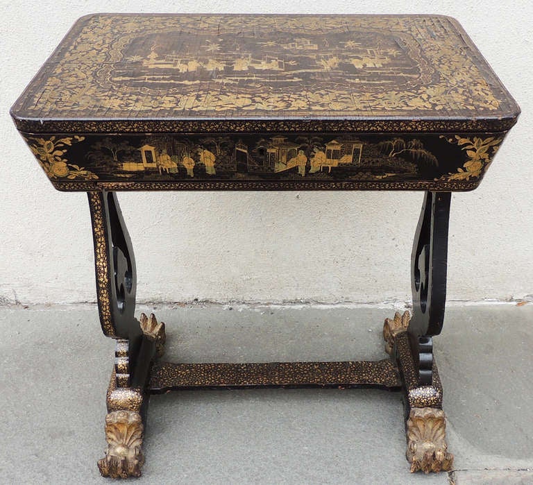 Chinese Export Chinese 1830s Lacquered Sewing Table