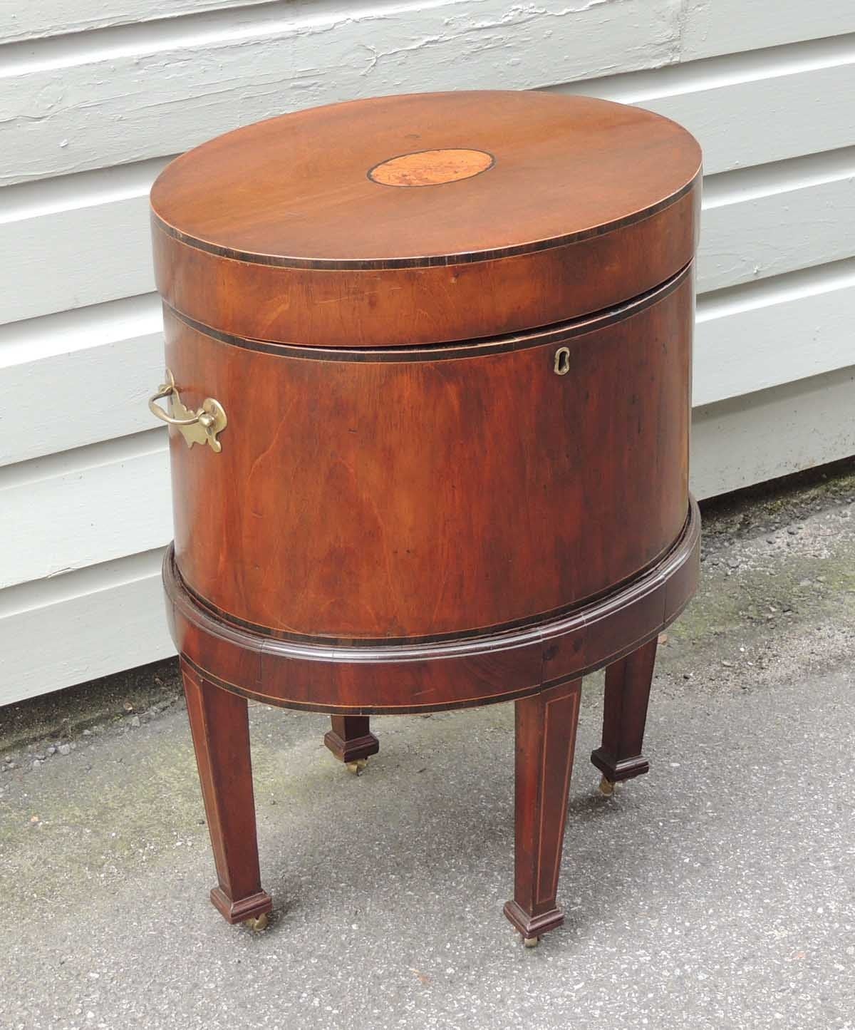 English Oval Cellarette or 'Bottle Box' on Stand, 1800s