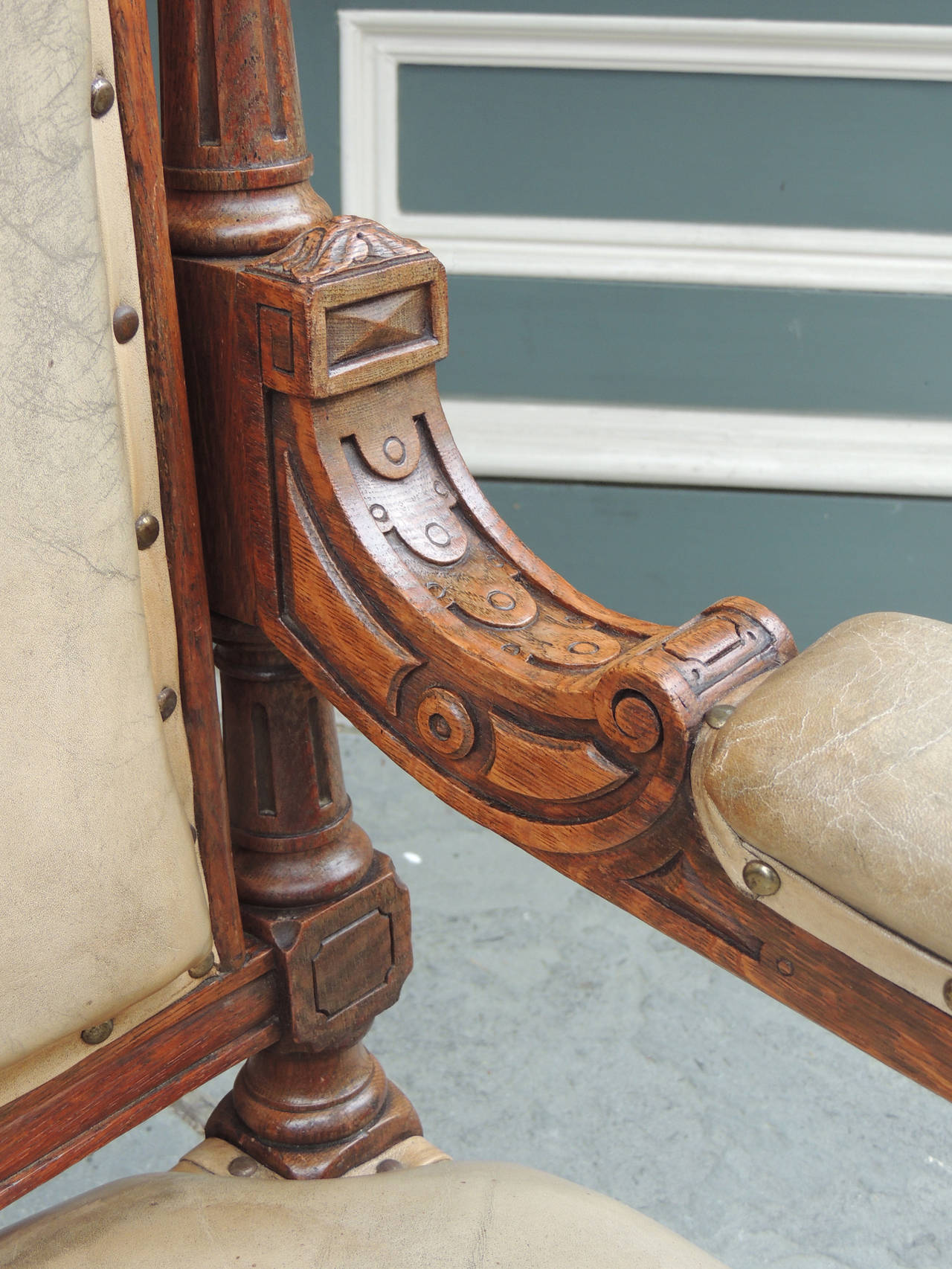 William IV 19th Century Pair of English Leather Library Chairs