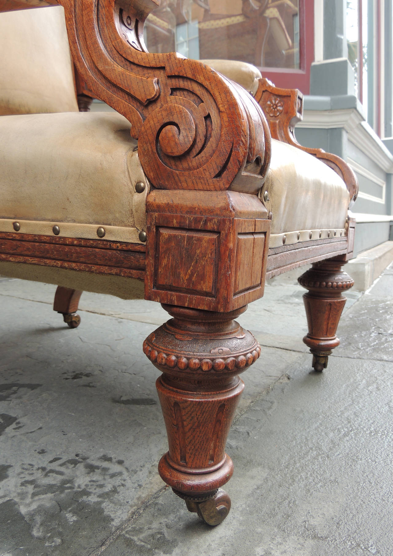 Mid-19th Century 19th Century Pair of English Leather Library Chairs