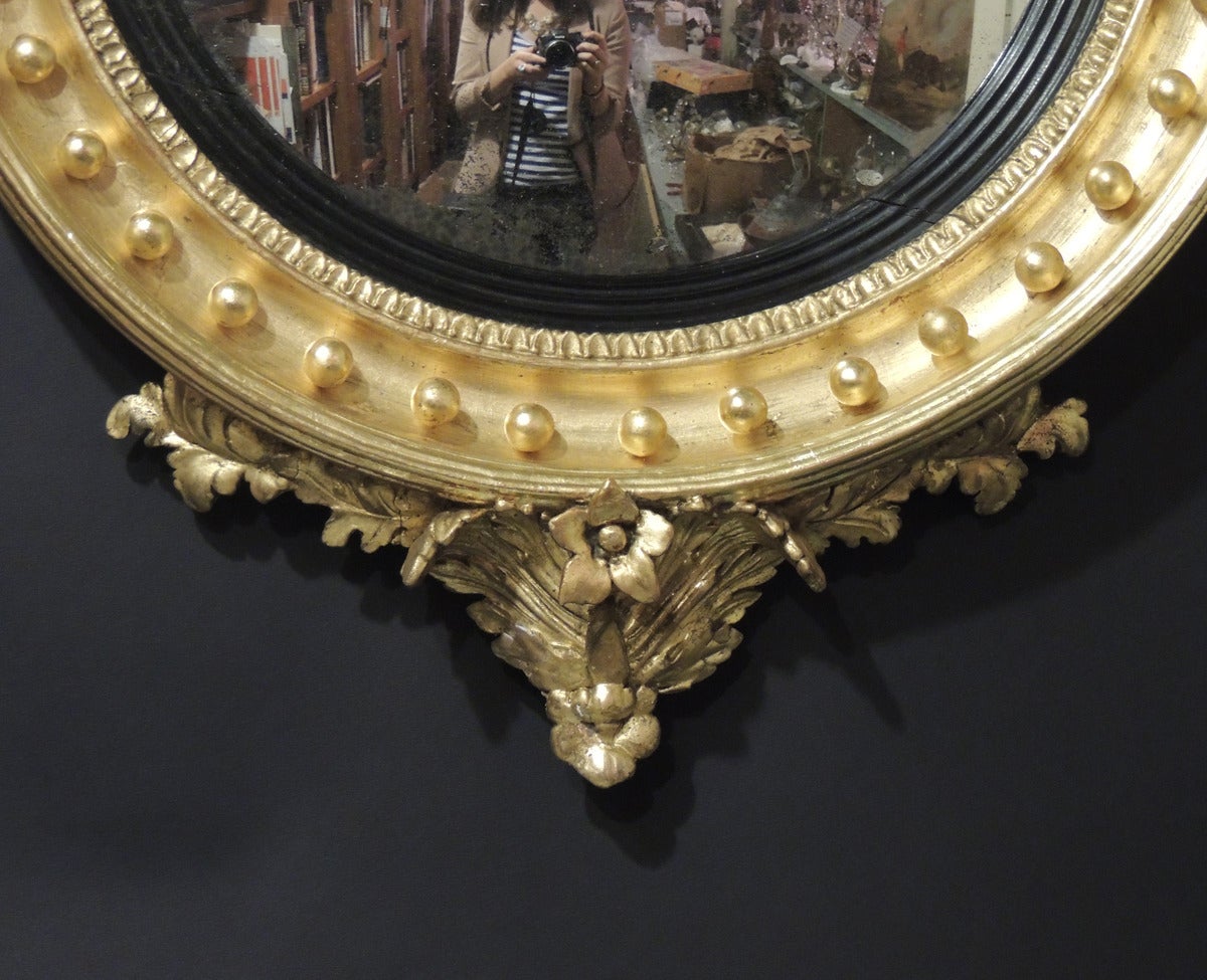19th C English Regency Convex Gilt Mirror 1
