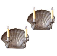 Pewter Scallop Shell Motif Sconces