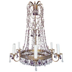 20th C Italian Brass and Crystal Chandelier 11