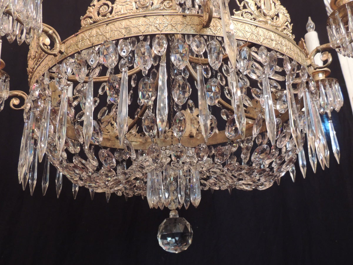 Early 19th Century Crystal and Bronze French Empire Chandelier 3
