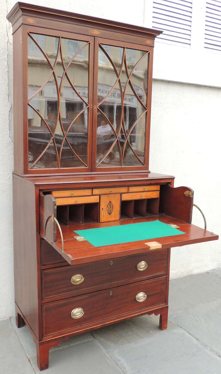 Satinwood English 1800s Neoclassical Butler's Secretary