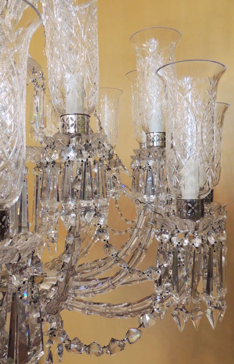 19th Century Monumental 1860s Rare Hand Cut Bamboo Crystal Twenty Arm Baccarat Chandelier