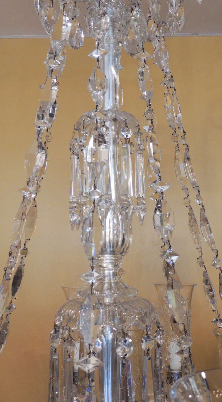 Monumental 1860s Rare Hand Cut Bamboo Crystal Twenty Arm Baccarat Chandelier 1