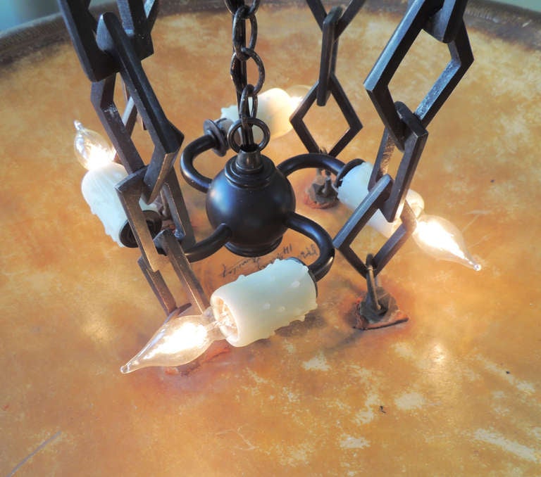 19th Century 19th century Vellum Shield Chandelier