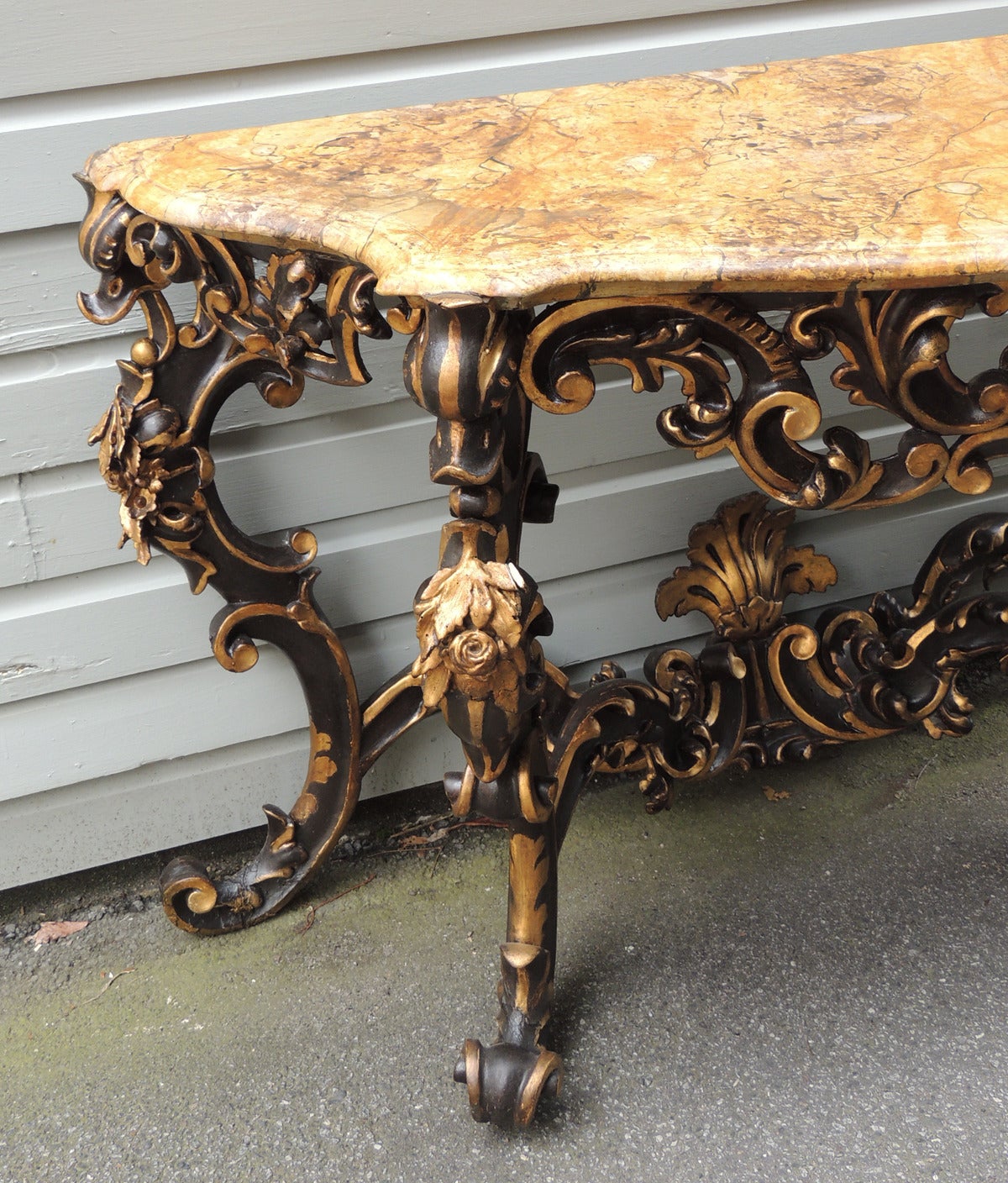 Giltwood Late 17th C Faux Marble Venetian Console Table
