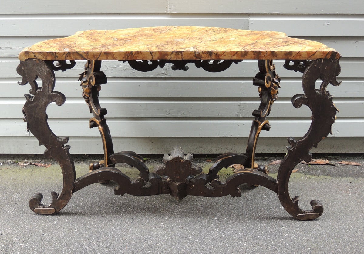 Late 17th C Faux Marble Venetian Console Table In Excellent Condition In Charleston, SC