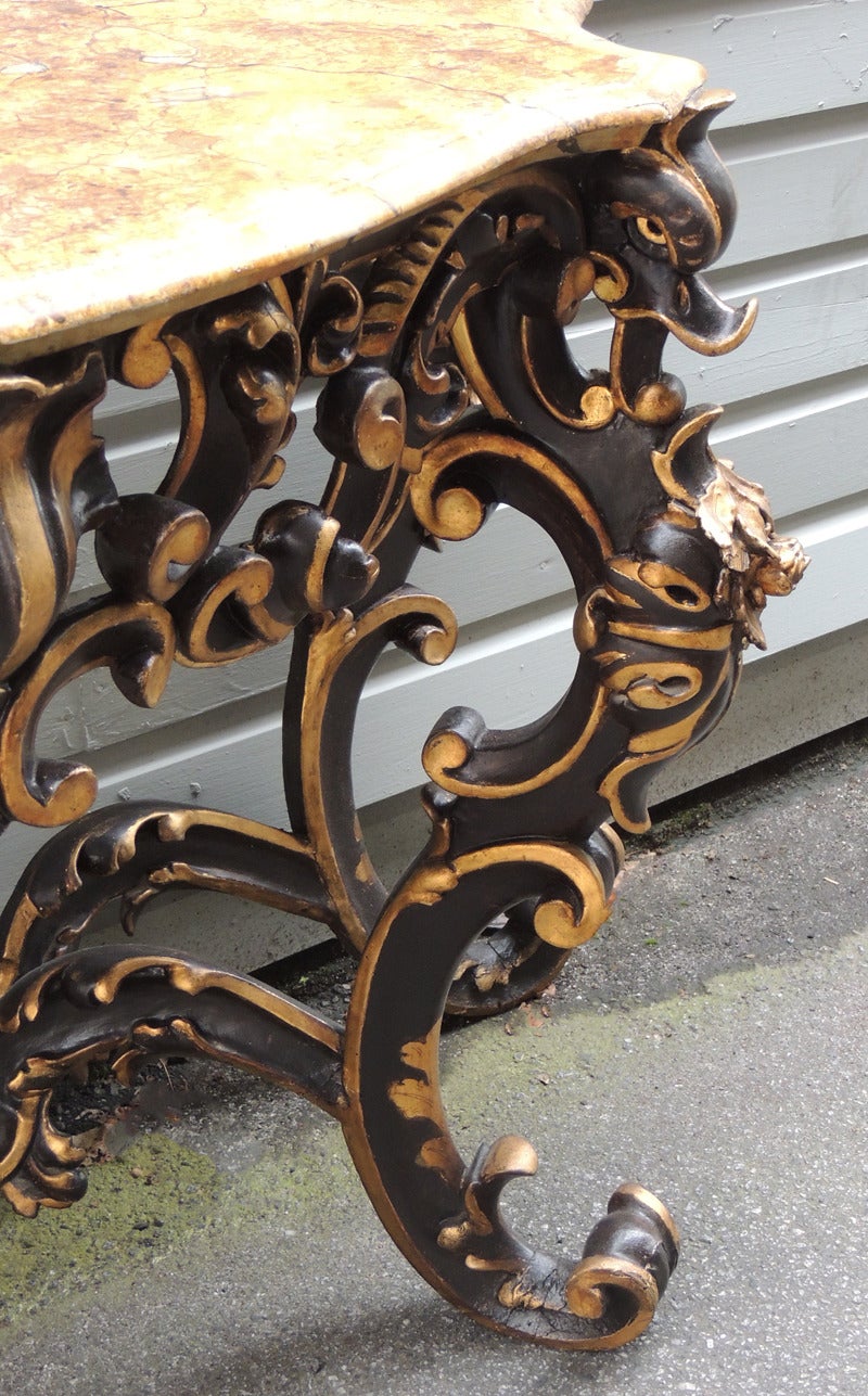 Baroque Late 17th C Faux Marble Venetian Console Table