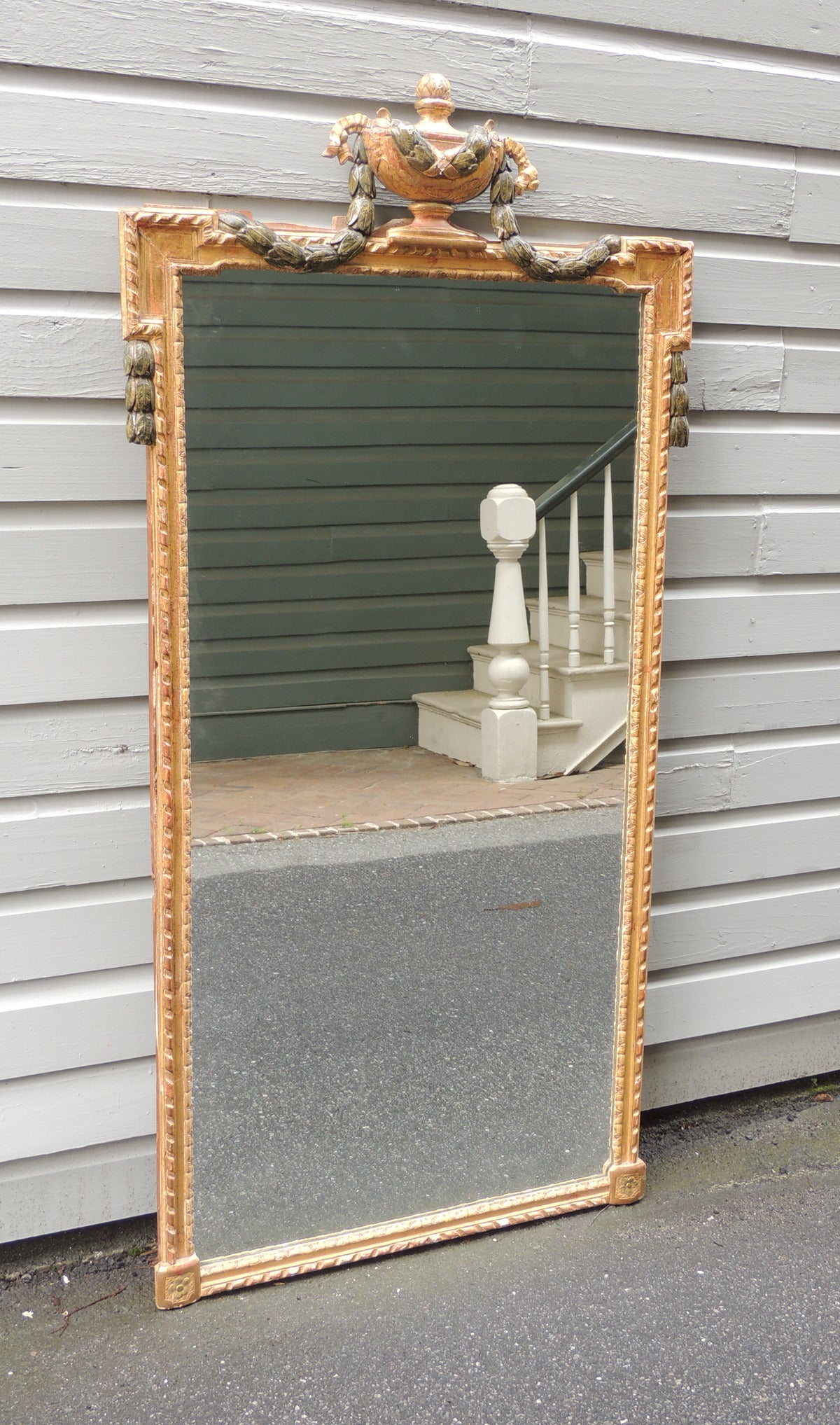 18th Century Late 18th C Italian Gilt Mirror with Urn Carving