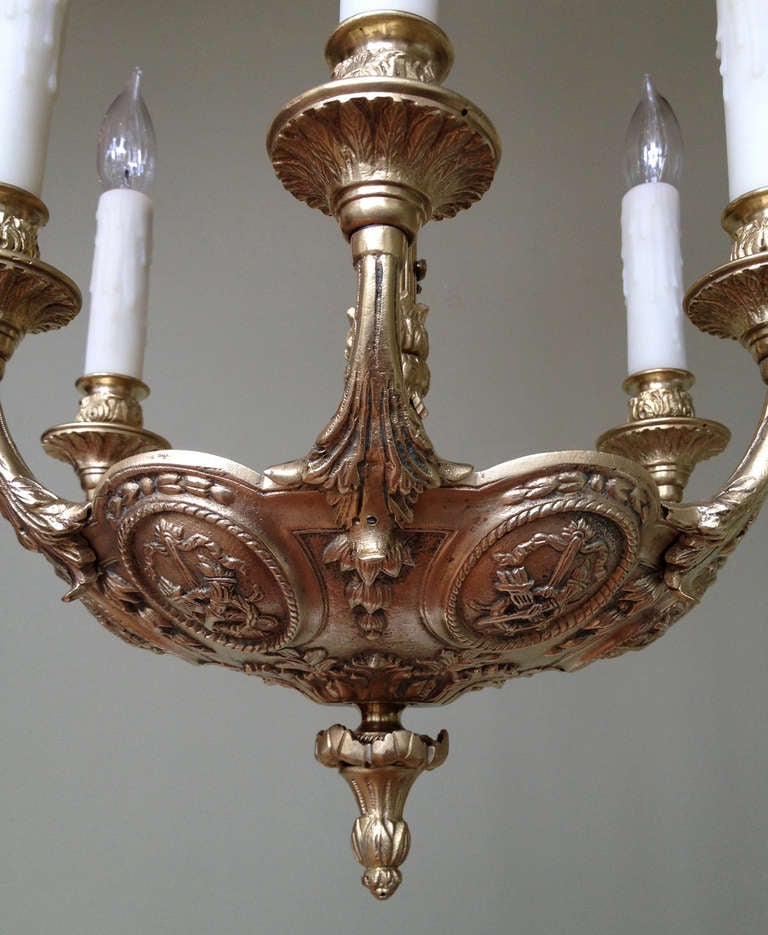 19th C French Bronze Chandelier In Excellent Condition In Charleston, SC
