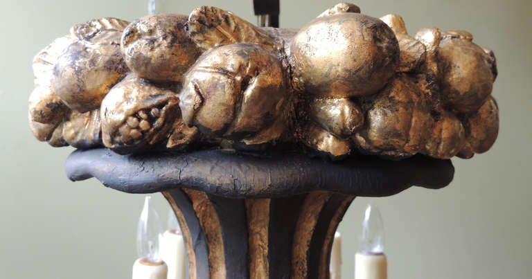 Baroque Mid 19th C Italian Brass and Iron Gasoliers For Sale