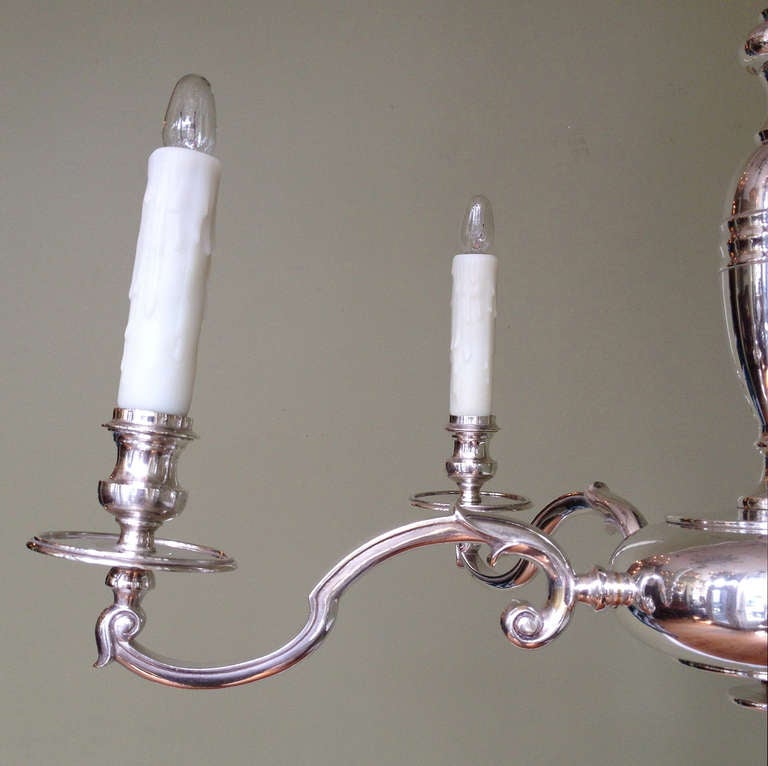 British Early 20th C English Sheffield Silver Five-Arm Chandelier