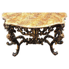 Late 17th C Faux Marble Venetian Console Table 1