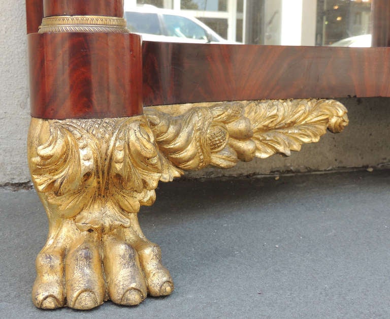 Empire 19th C New York Marble-Topped Pier Table